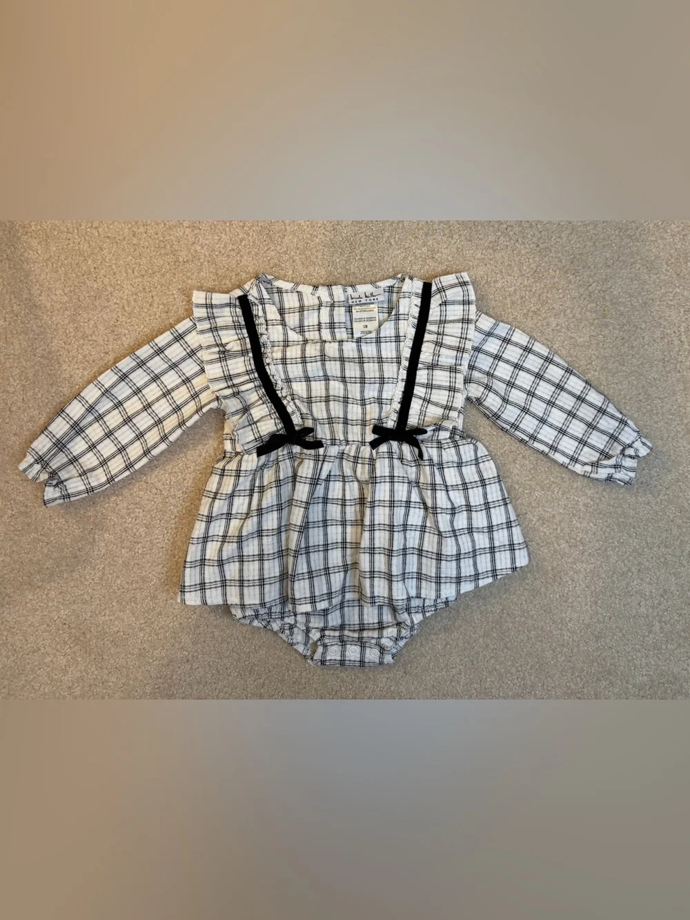 Nicole Miller New York Black & White Plaid Bubble Romper